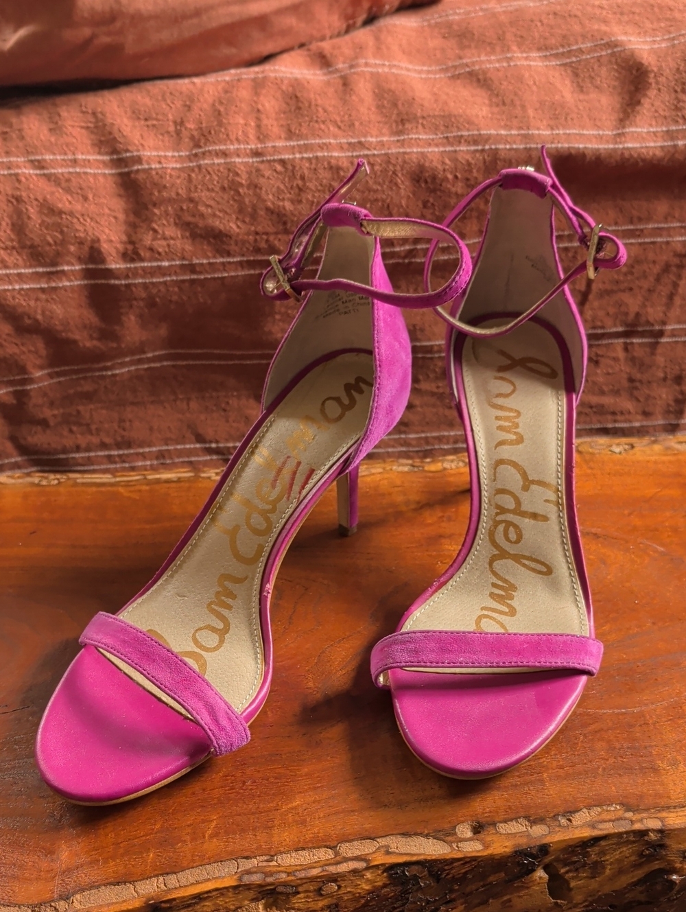 Sam Edelman Women’s Fuchsia Ankle-Strap Stiletto Sandals